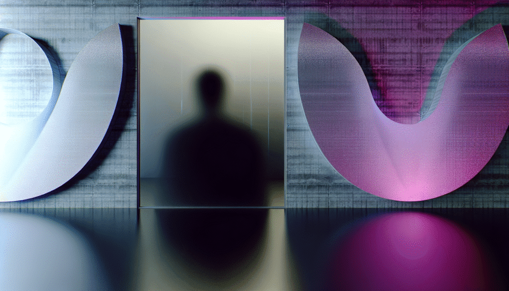 Abstract art with silhouette and colorful curved shapes