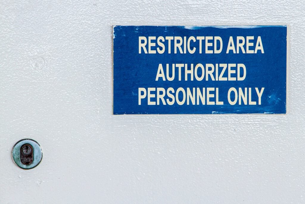Restricted area sign indicating authorized personnel only access